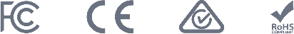 FCC-, CE-, RCM- en RoHS-certificeringen